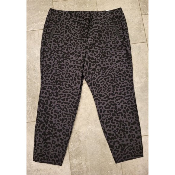 Lane Bryant Pants - New Lane Bryant Mid Rise On The Go Ankle Pant Black Gray Cheetah Sz 22